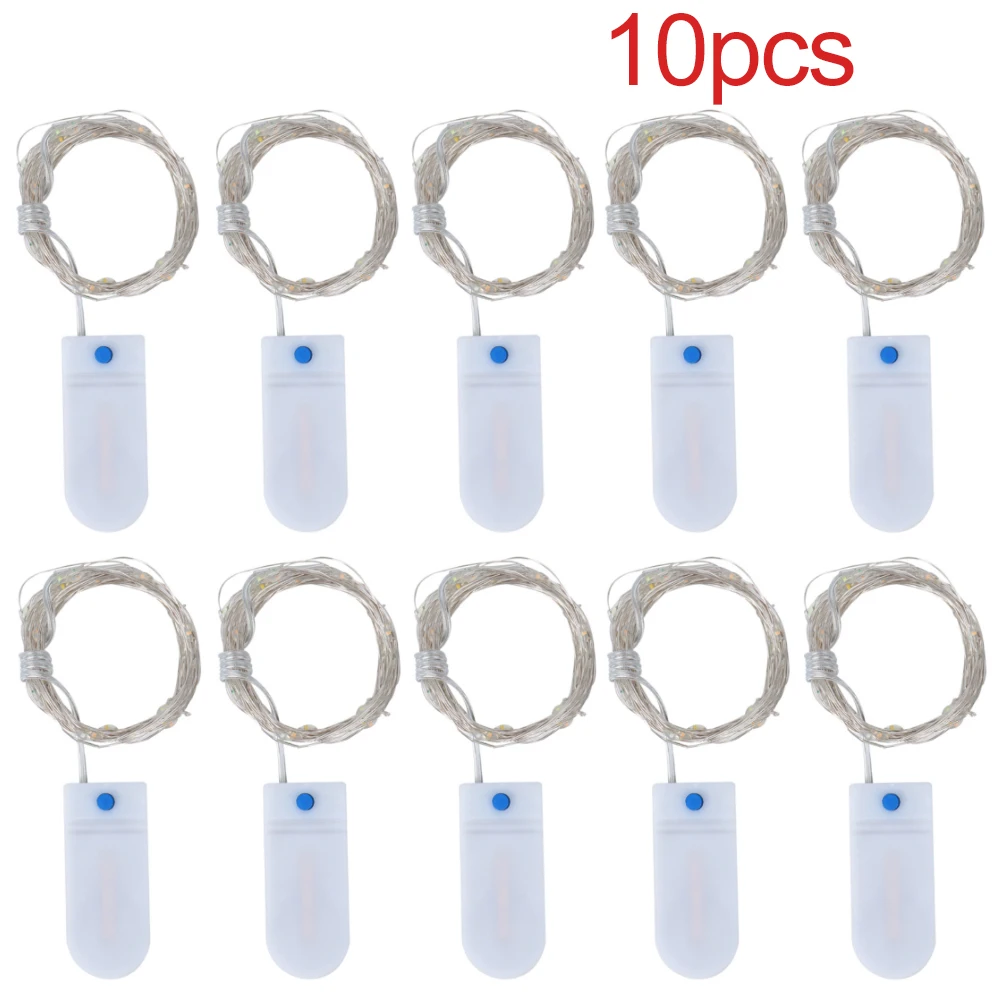 10 Stuks 3 Modi Led String Lights Koperen Zilveren Draad Slinger Licht Waterdicht Sprookjesachtige Verlichting Voor Kerst Bruiloft Feest Decoratie