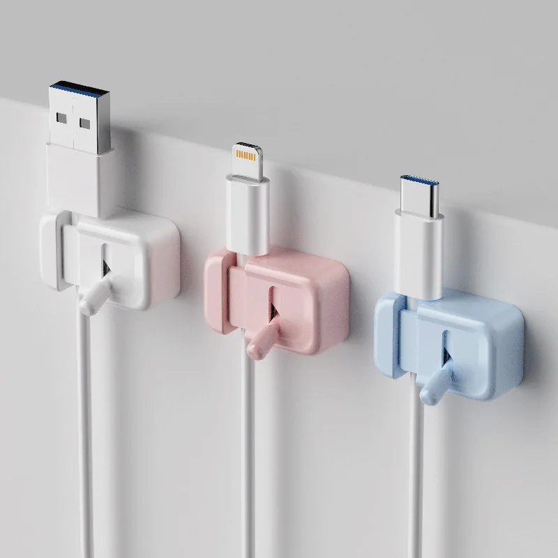 4Pcs Mixed Color Lever‑type Cable Clips Desktop Car Charging Cord Holder Data Wire Organizer Fixing Buckle