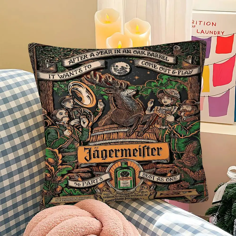J-Jagermeister أنيمي الفيلم الكلاسيكي كيس وسادة وسادة مربعة غرفة نوم أريكة الترفيه الراحة وسادة سيارة ديكور المنزل #6