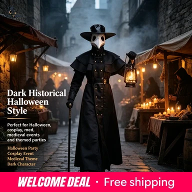 Set Cosplay da Dottore della Peste Vintage per Uomo, Costume Gotico con Cappotto Lungo e Maschera a Uccello, Costume a Tema Steampunk per Feste in Maschera di Carnevale