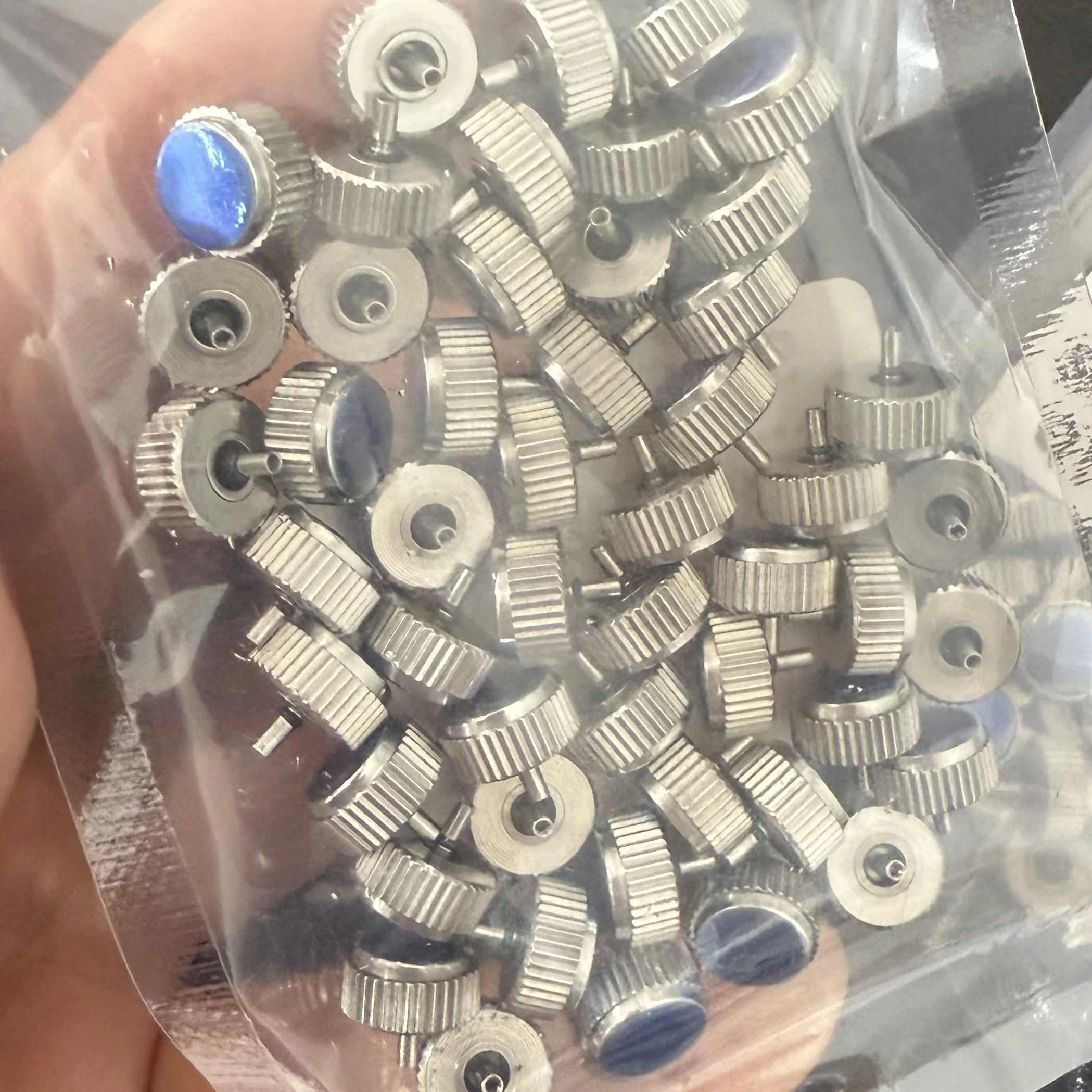 50pcs/lot Silver Color Steel Waterproof Watch Crown 3.5mm to 8.0mm Head Diameter with 2.0mm Hole For Watchmaker Wholesaler