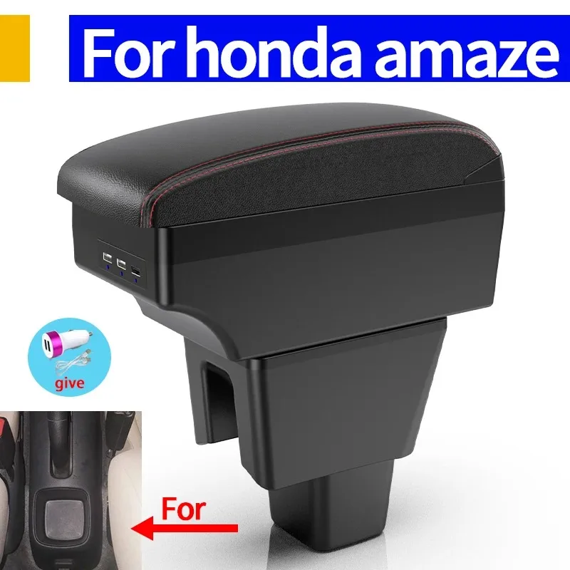 

For Honda Amaze car armrest box with cup holder center console box armrest storage box interior modification easy installation