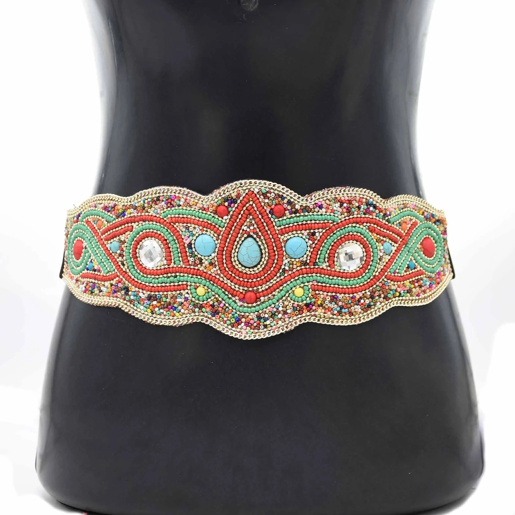 

New Handmade Boho Multicolor Resin Bead Belt Gypsy Women Body Chain Dress Belt Ethnic Jewelry Gift Wholesale