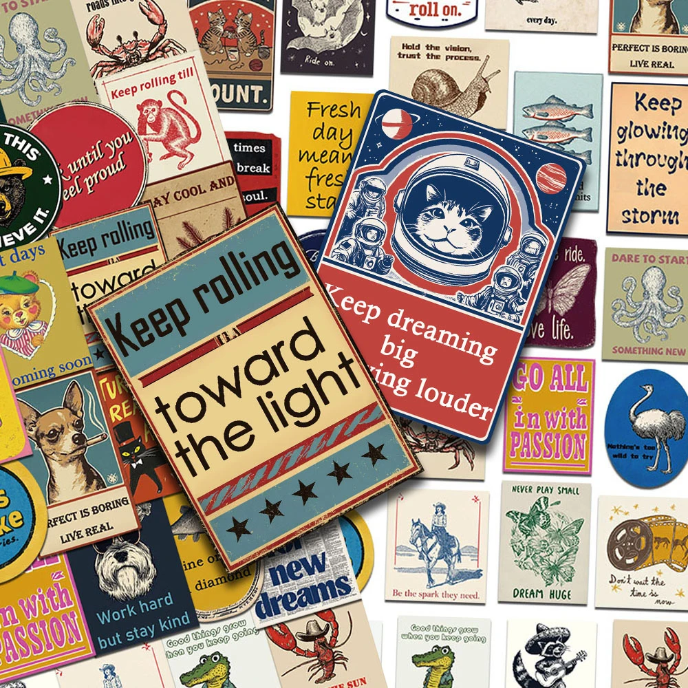 10/30/50 Stück Retro Amerikanische Inspirations-Aufkleber Cartoon Vintage Tier-Sticker Koffer Notizbuch Handy Graffiti Aufkleber