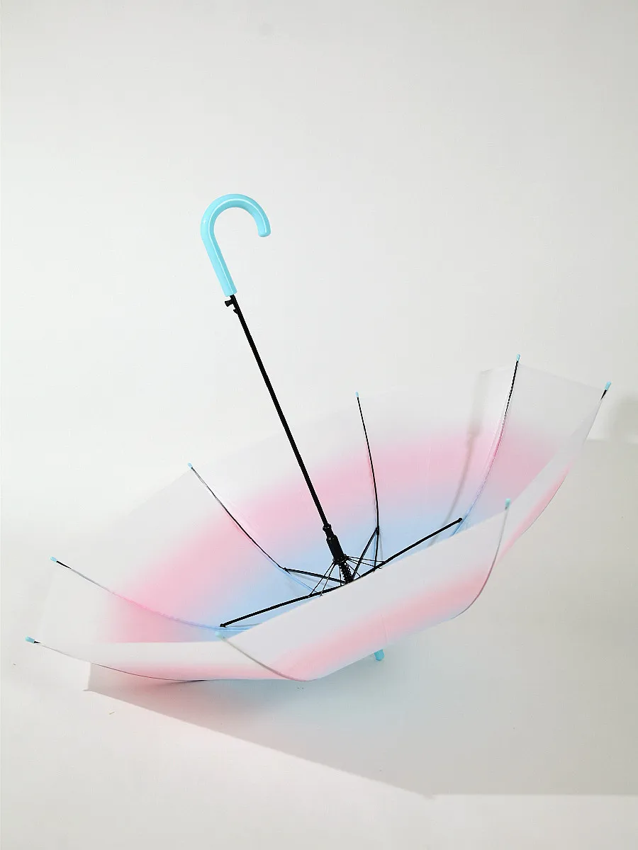 

Матовый прозрачный зонт 2023, зонт от дождя, длинная ручка, прямой шест, полуавтоматный радужный зонт ярких цветов, adient