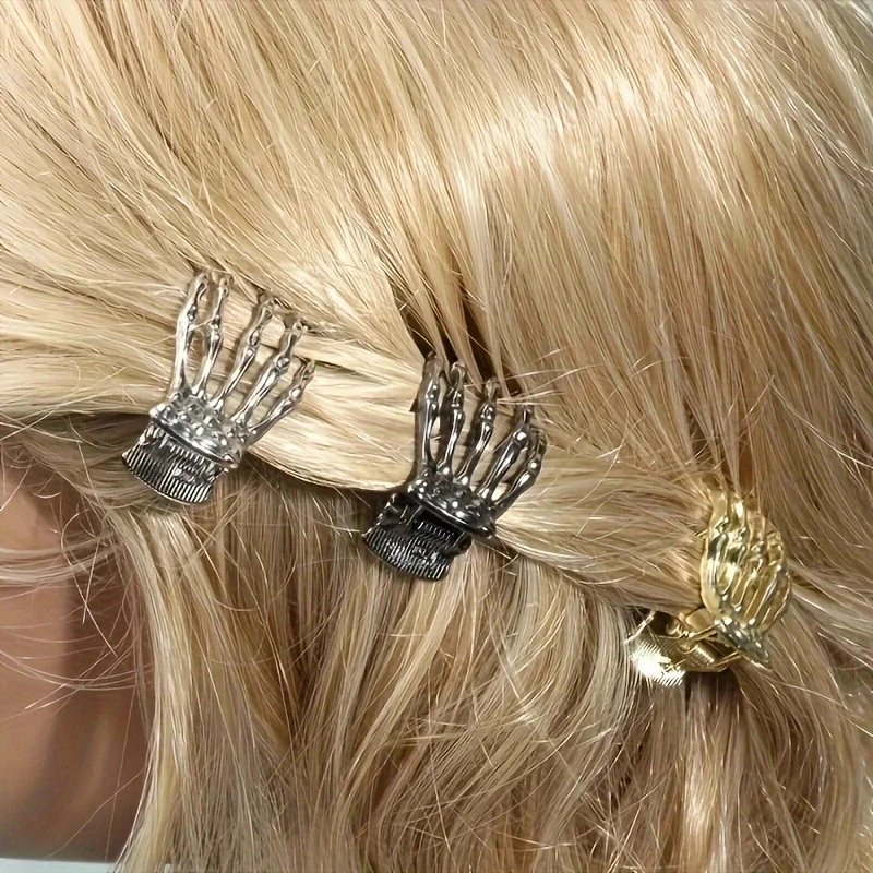 

1pc Halloween Skull Grab Clip, Dark Punk Style Grab Clip, Retro Simple Headwear, Halloween Party Wear Headwear,