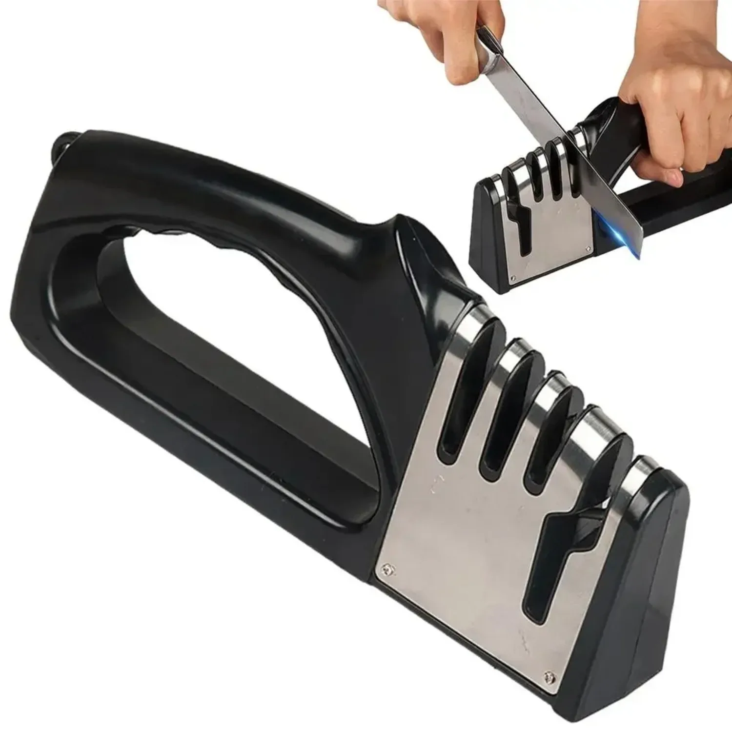 Aiguiseur de couteaux professionnel 4 en 1, aiguiseur de couteaux diamanté à quatre étapes, outil durable et confortable pour une utilisation à la maison et en cuisine