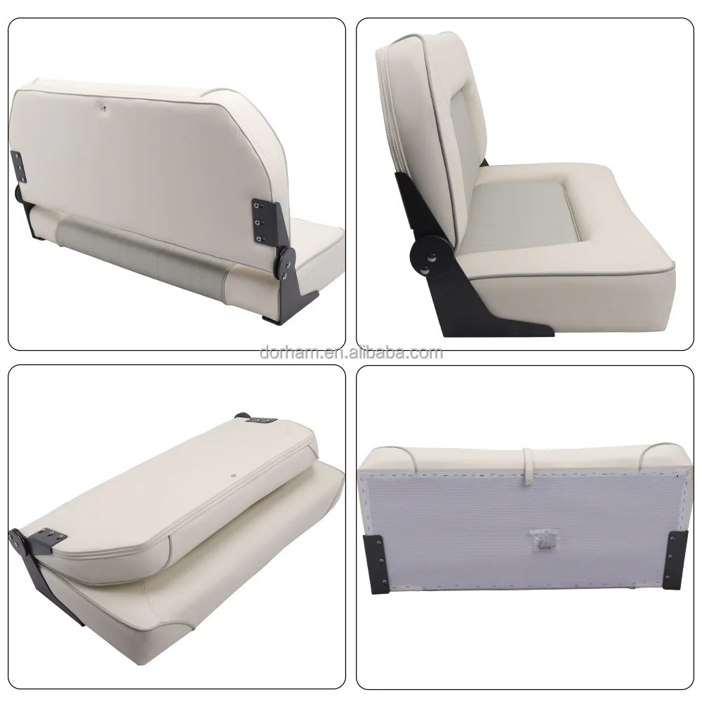 Marine Double Folding Bench Seat Low Back High Density Cushion Foldable Boat Chair Custom Seating for Yacht Vessel Fishing Ship view 5