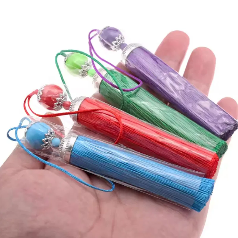 

2/5/10Pcs Silk Tassel Fringe Brush Tassels Trim With Wood Beads Pendant For Curtains Embellish Jewelry DIY Home Decor