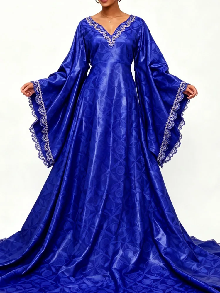 Vibrant African Traditional Boubou Gown Handmade Detail Custom Fit for Carnival Parade Street Festival