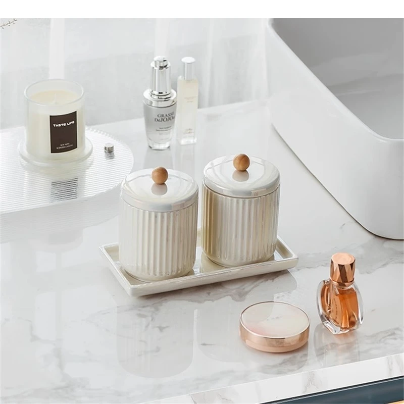 Simplicity Ceramic Storage Jar Desktop Makeup Brush Bathroom Toothpick Box Cotton Swab Household Products