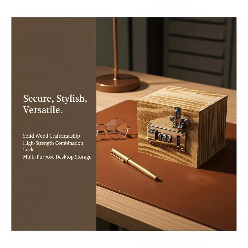 Key Safe Box Cash Box Bank With Secure Lock Jewelry Treasure Chest Wooden Box