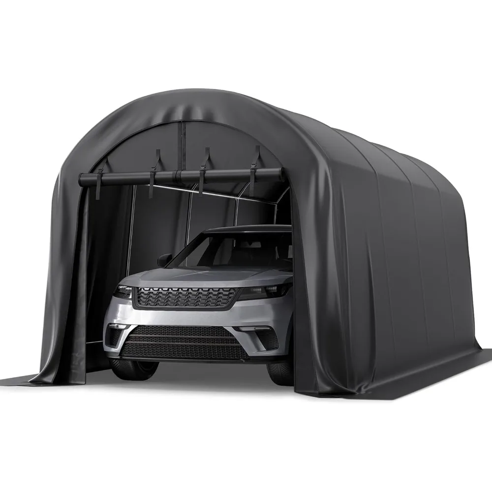 

Carport 10x20 Portable Upgrade Thick Fabric Heavy Duty Outdoor Storage Garage Shelter Round Steel Metal Carports with 2 Roll up