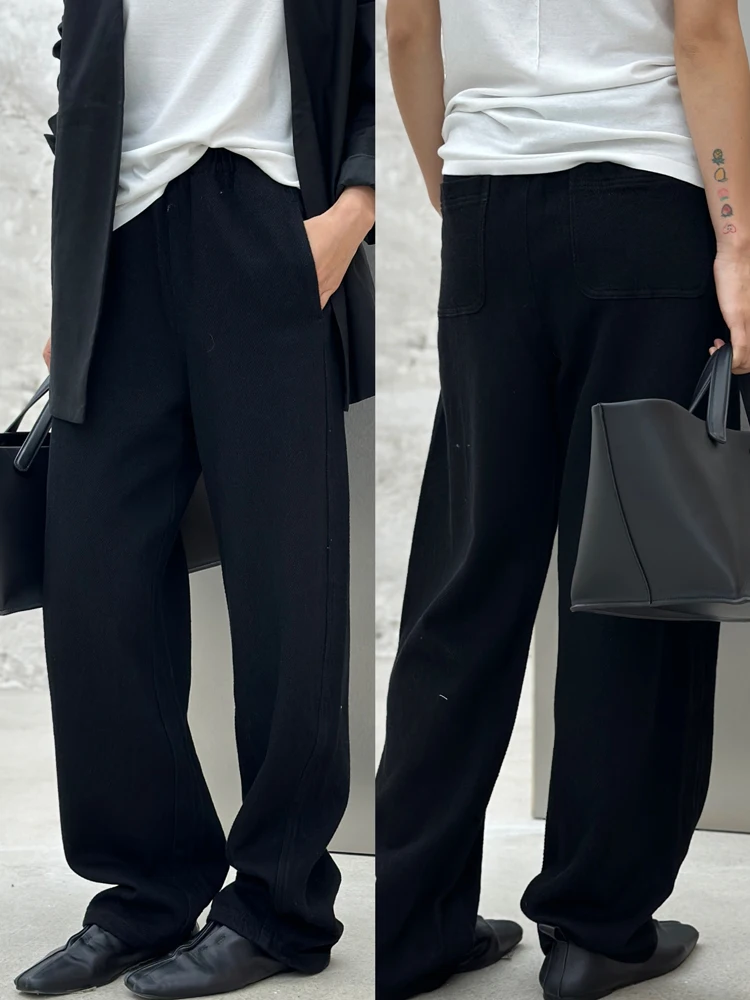 

Брюки Bodhl с высокой талией и широкими штанинами, черные, повседневные, утягивающие, из матового хлопка, универсальный крой для женщин