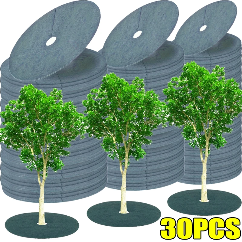

30/5pcs Non-Woven Tree Mulch Ring Tree Protection Weeds Mats Reusable Cloth Weeds Barrier Plant Control Root Protection Cover