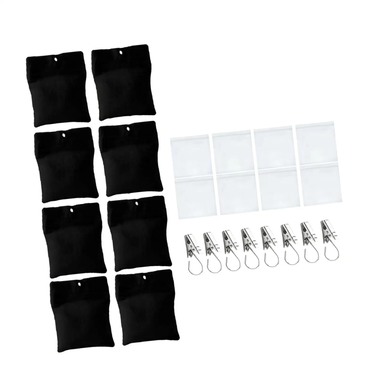 8x Outdoor Curtain Weights, Practical with PE Bags Self Sticky Design with Clamps for Wind Flag Table Cloth Drapery Outside