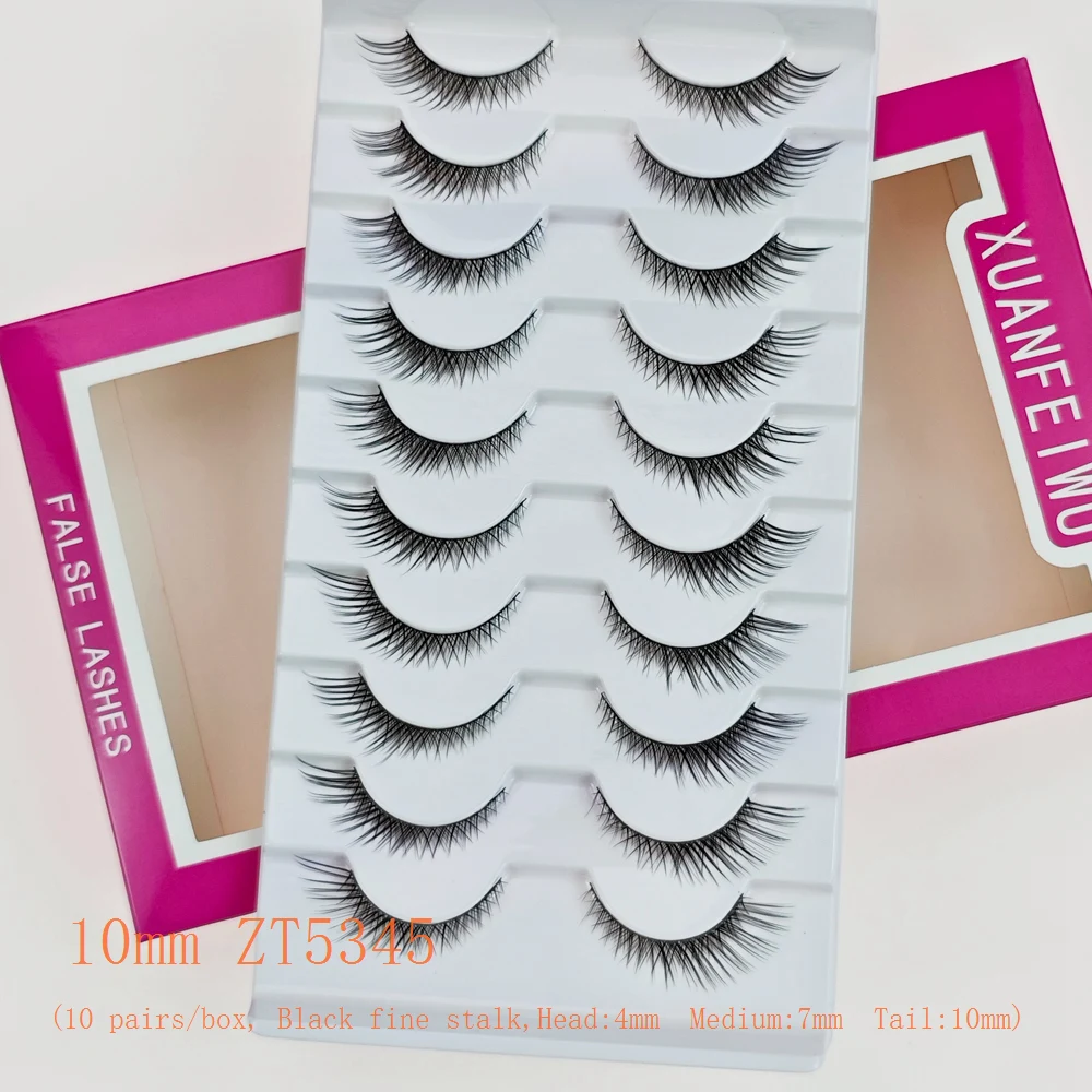 رموش Xuanfeiwu الطبيعية المائلة القصيرة من الأمام وطويلة من الخلف على شكل ثعلب، شريط كامل ممدود ذيل العين، شريط كامل رموش صناعية للحفلات ذات أداء مكياج خفيف واقعي، رموش عين القطة #2