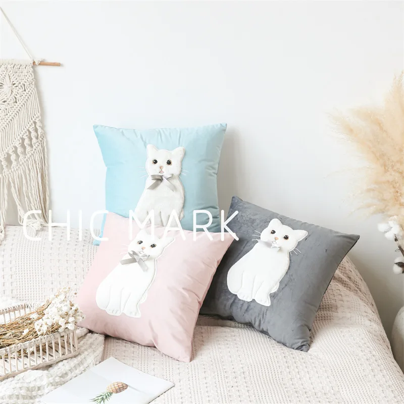 Withered Internet celebrity cartoon cute cat girl pillow cover living room sofa cushion sample room bedside cushion