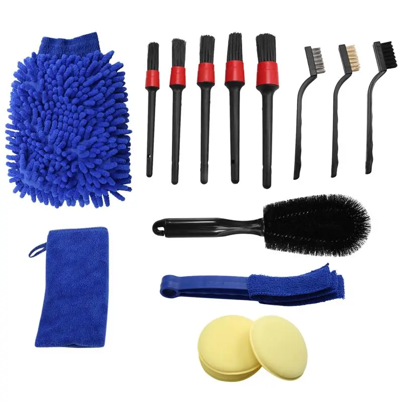 A54K-15 PCS Car Detailing Brush Set,Car Interior Cleaning Kit Includes Detail Brushes, Wheel Brush, Wheel Tire Brush Kit