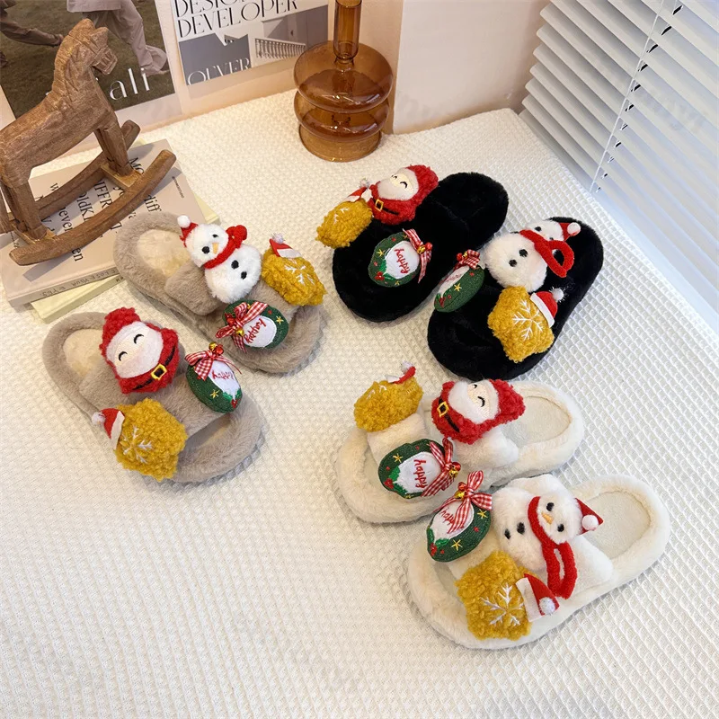 

Christmas Children's Plush Shoes Autumn Winter New Girls' Non Slip Comfort Home Shoes Lightweight Soft Sole Boys Cotton Slippers