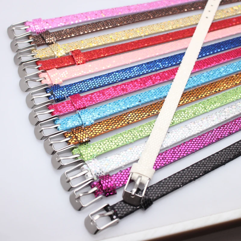 10pcs 8mm Sparking Wristband Bracelet Women Bracelets For 8mm Slide Charms Slide Letters Pet Collar Christmas Gifts