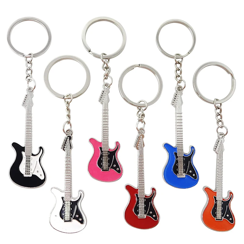 Chaveiro de guitarra elétrica para homens e mulheres, Chaveiro de guitarra para meninos e meninas, amantes de guitarra, jogadores, 6pcs