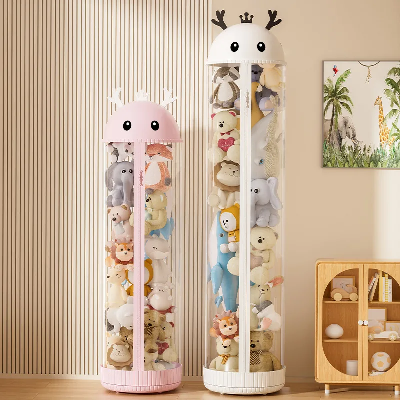 New Doll Storage Bucket Transparent Storage Tube with zipper for Children\'s Toy Box Doll Storage Container Cylinder Rotation