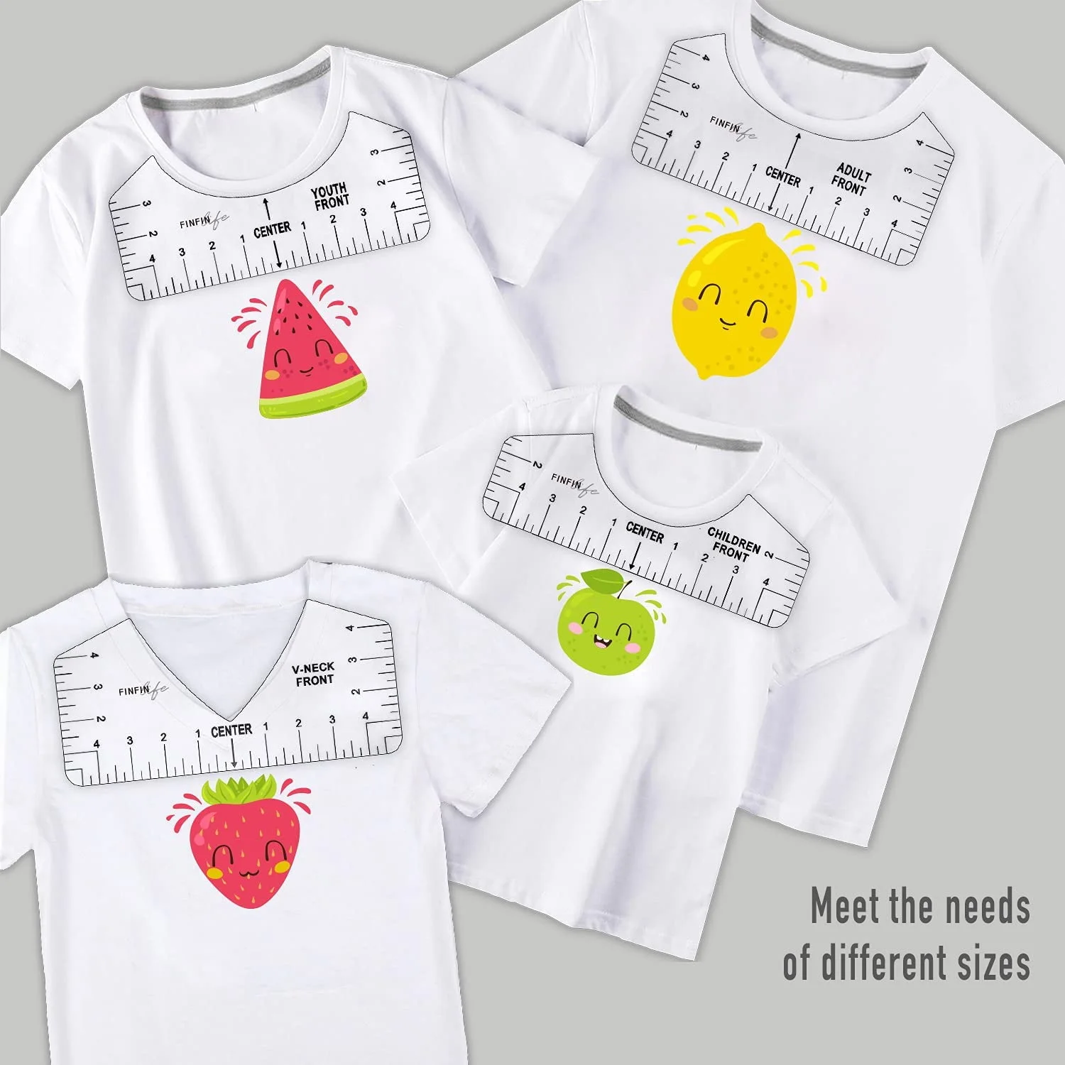 9 buah alat Penyelaras kaus, penggaris panduan kaus untuk merancang pakaian, penggaris kaus PVC belakang dan depan selaras