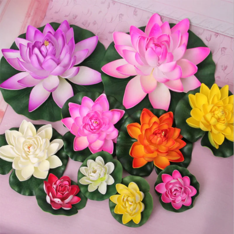 10/18cm Artificial Water Lily Simulation Floating Flower Pond Plant Fake Ornament For Wedding Party Christmas Home Decoratio