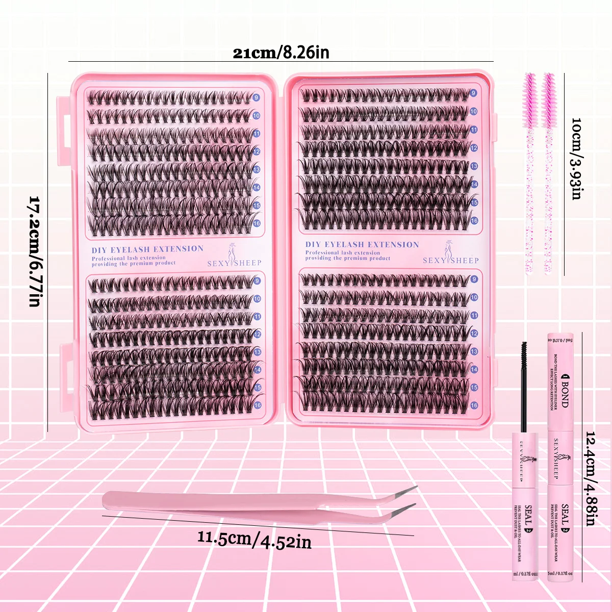 Kit de clusters de cílios fofos e macios segmentados, extensões de cílios, grande capacidade, kit resuável, faça você mesmo em casa
