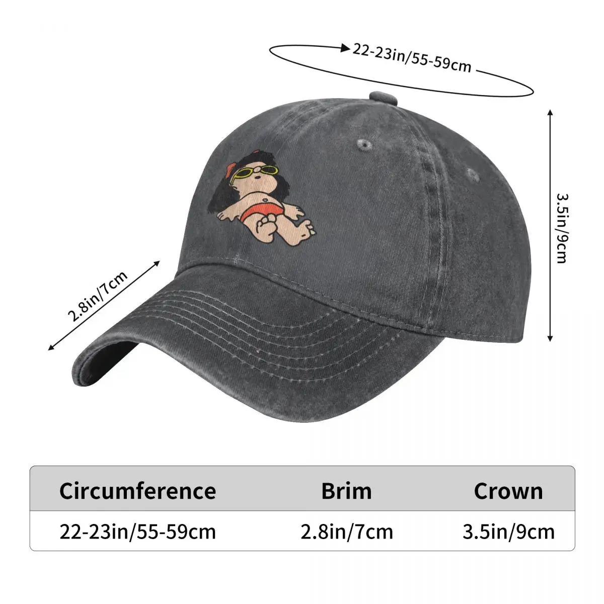 Mafalda Cartoon Multicolor Hat Peaked Women\'s Cap Beach Sunbathing Color Personalized Visor Protection Hats