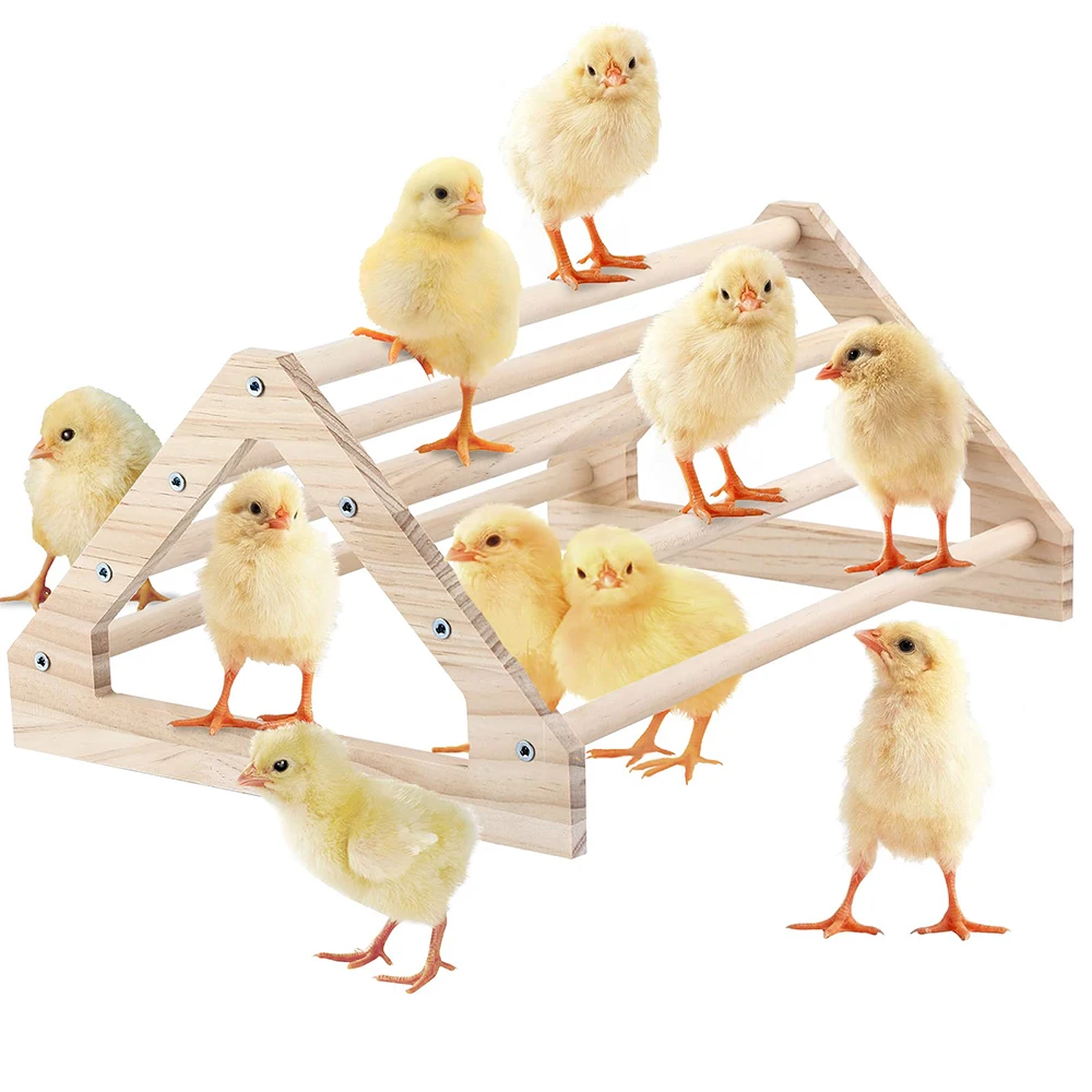 Chicken Perch Strong Pine Wooden Chick Jungle Gym Roosting Bar Chick Perch Toys for Coop Brooder for Large Bird Baby Parrot Hens