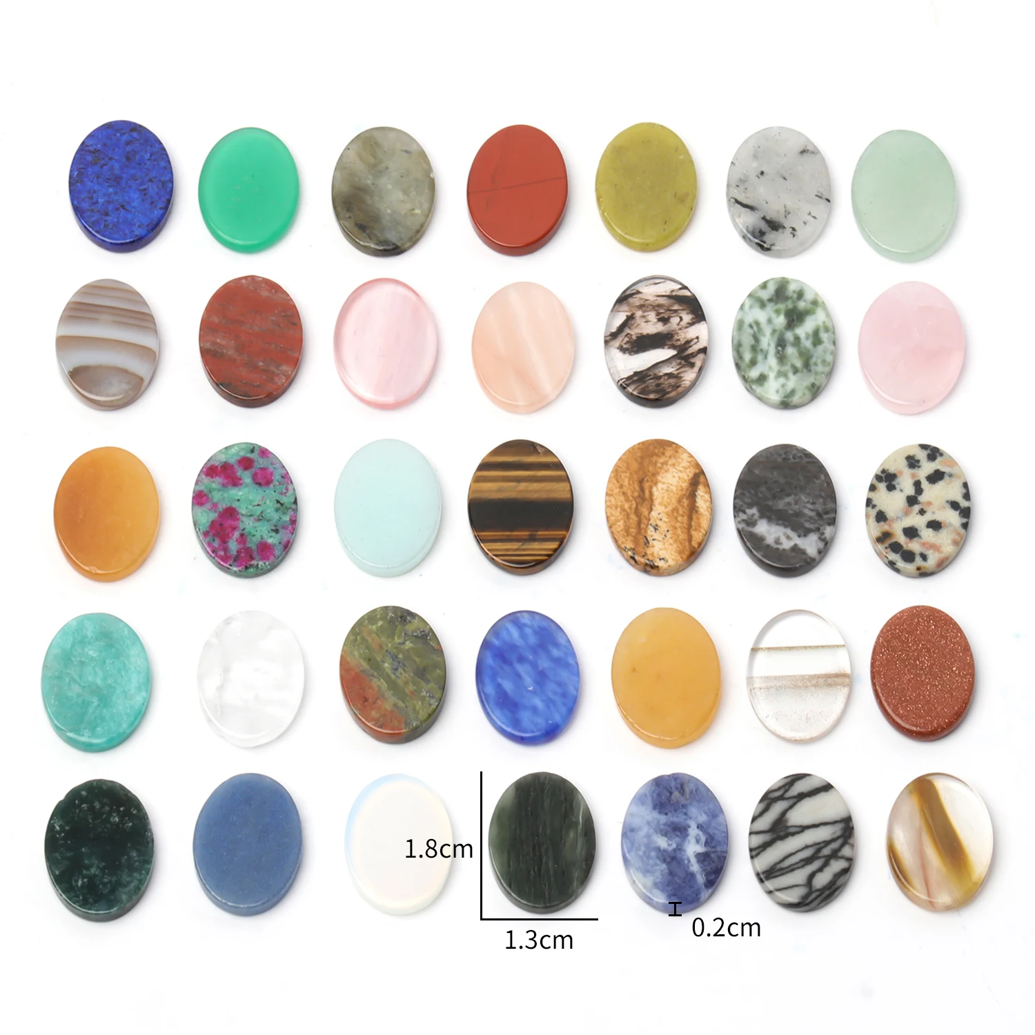 Natural Stone Flat Oval Cabochon Jewelry Handmade Making DIY Bracelet Necklace Hand Crafts Basic Tray Accessory Supply 13x18x2mm