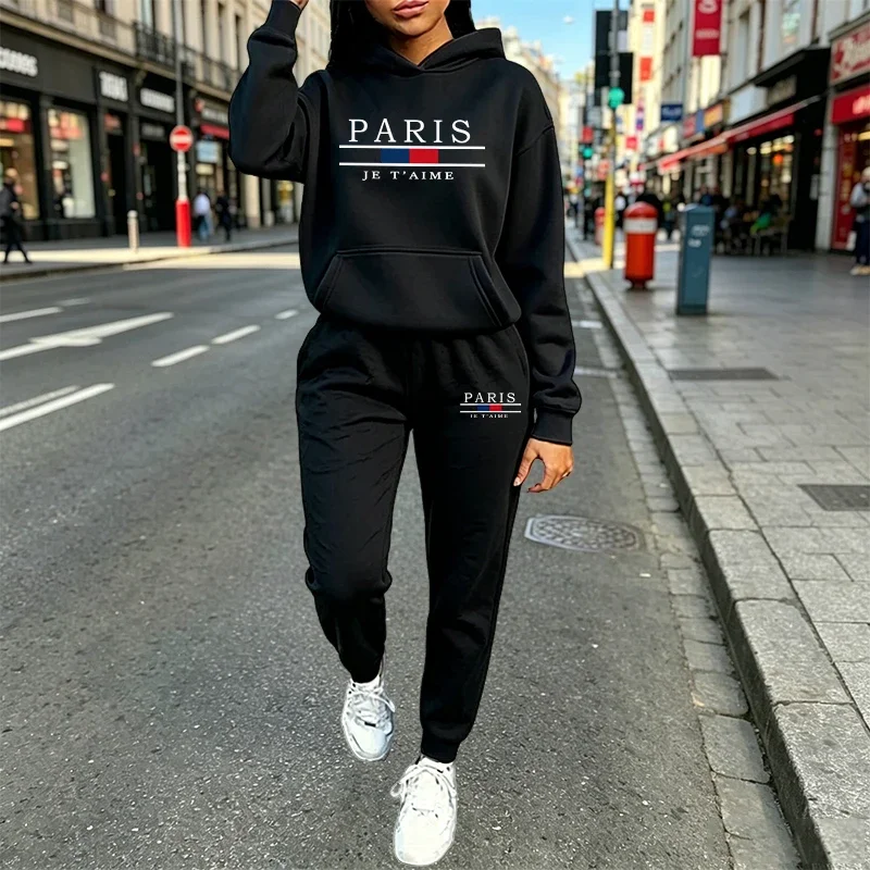 Quality Women's Tracksuit Casual Hooded Sweatshirts 2 Pcs Suit Outdoors Street Clothing 2026 Autumn Winter Warm Woman Pants Sets
