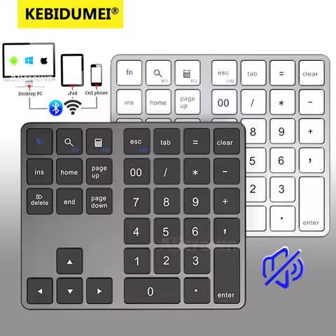 35 Keys Dual Bluetooth Number Keyboard 2.4G Wireless Pad Thin Rechargeable Keypad for PC IOS Android Window Digital Keyboard