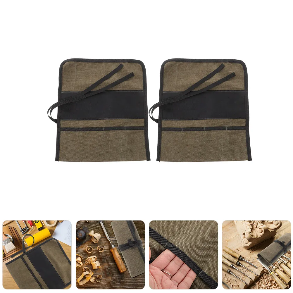 

Набор из 2-х профессиональных холщовых сумок-органайзеров для инструментов электрика, рулонные сумки для хранения инструментов
