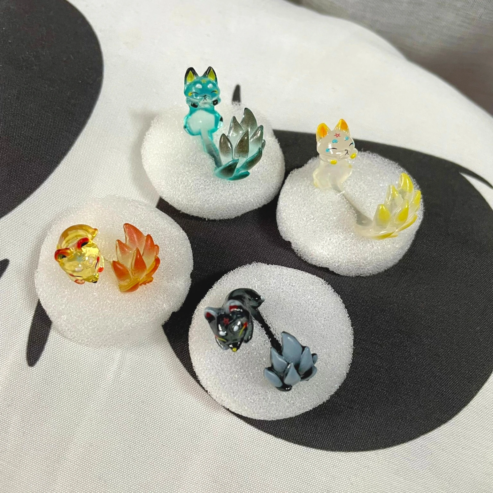 Qualia capsule toys cute Wrapping Fox Ring Nine-Tailed Fox Yin-Yang Five Elements Color Ver. open ring collection gifts figures view 3