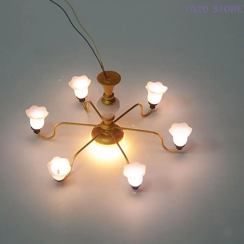 Led Ceiling Lamp Dollhouse Furniture Chandelier 3V Light Sand Table Accessories