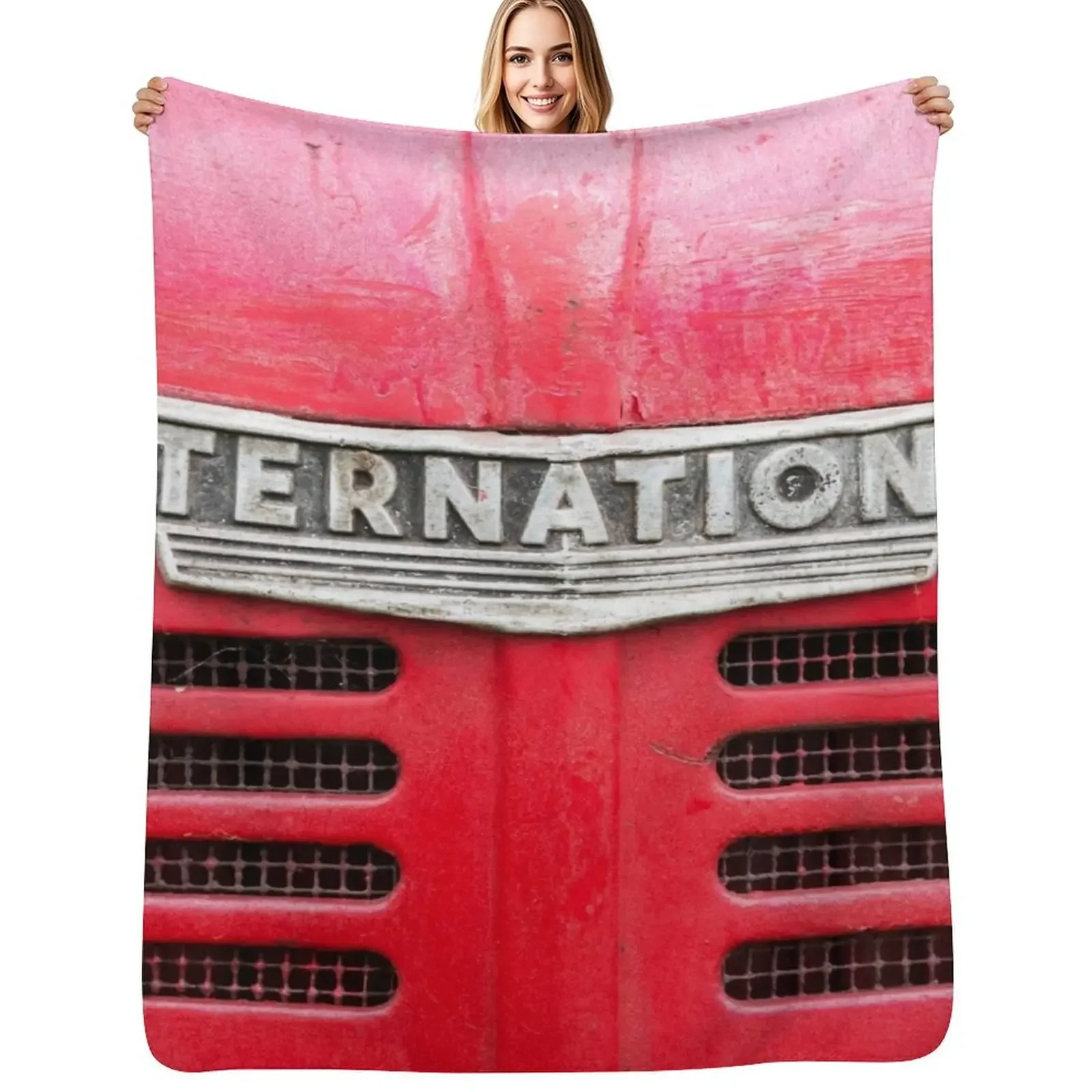 

Vintage International Tractor Badge Throw Blanket Beautifuls Personalized Gift Sofas Blanket