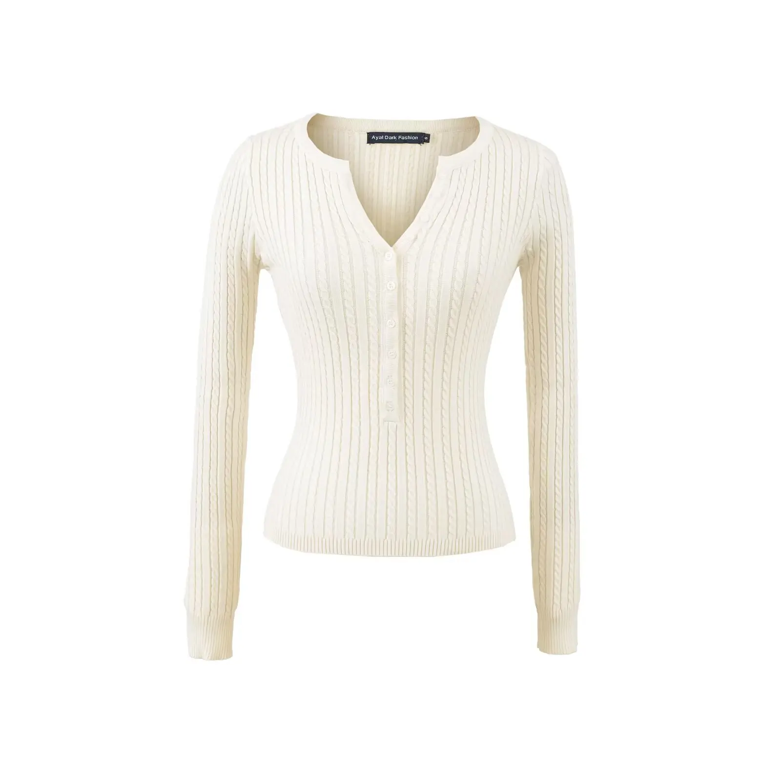 سترات نسائية محبوكة متقاطعة وأكمام طويلة ورقبة على شكل حرف V وبلوفرات نحيفة قابلة للتمدد