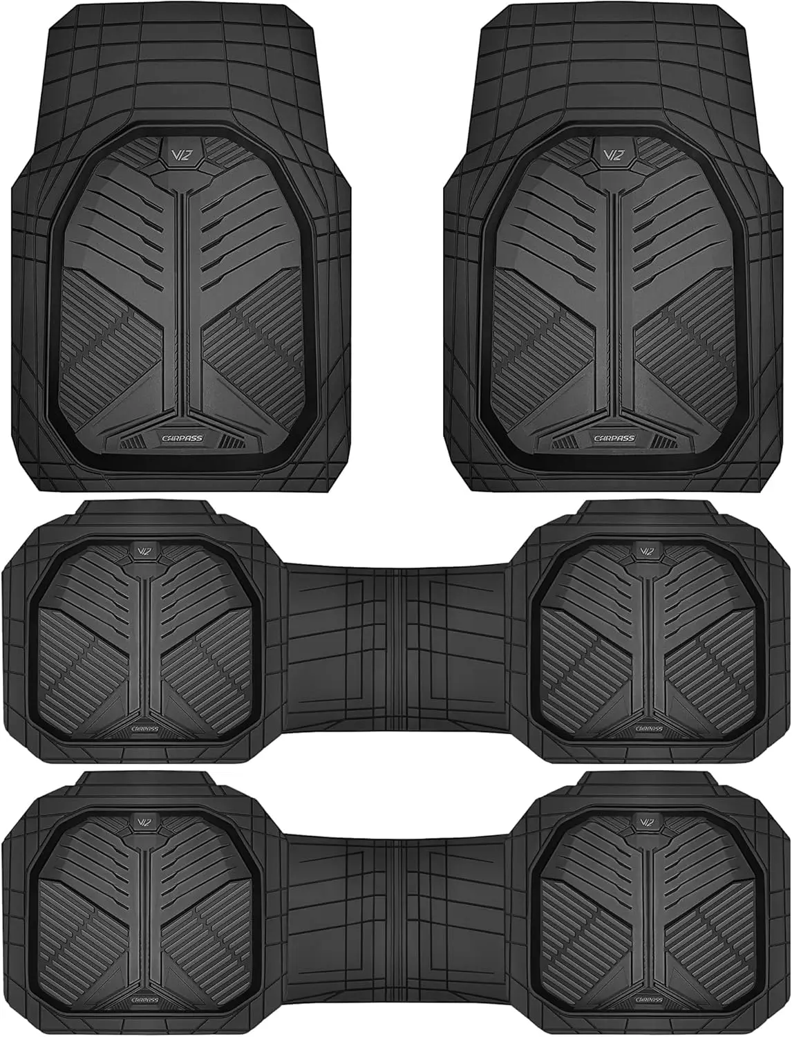 

Heavy Duty Rubber Car Mats, Deep-Dish All Weather for 7 Seater SUV MPV, Waterproof Anti-Slip Universal Trim-to-Fit
