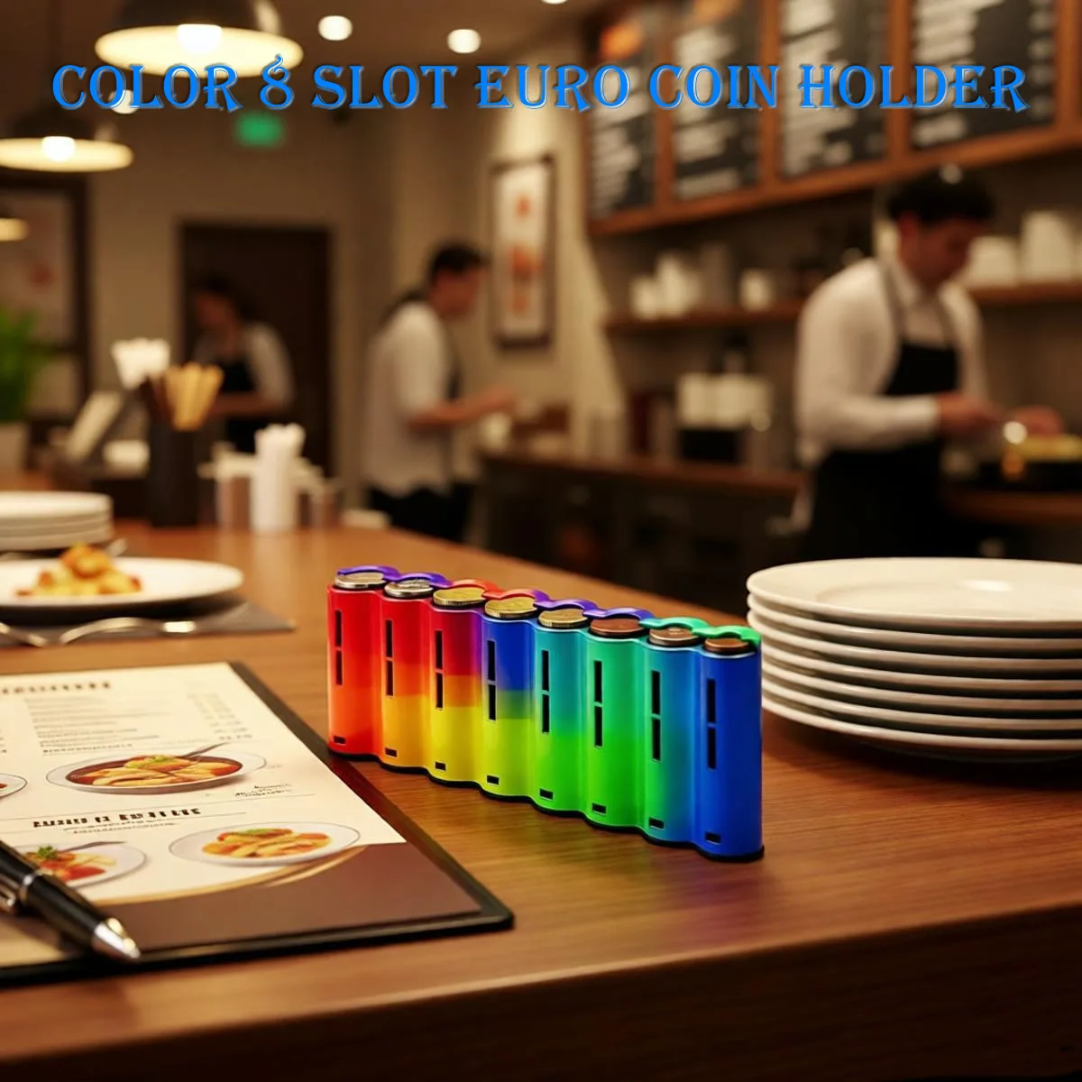 

Portable Color 8 Slots Euro Coin Holder Coins Dispenser Collector Storage Case For Waiter Driver Home Travel School Shop