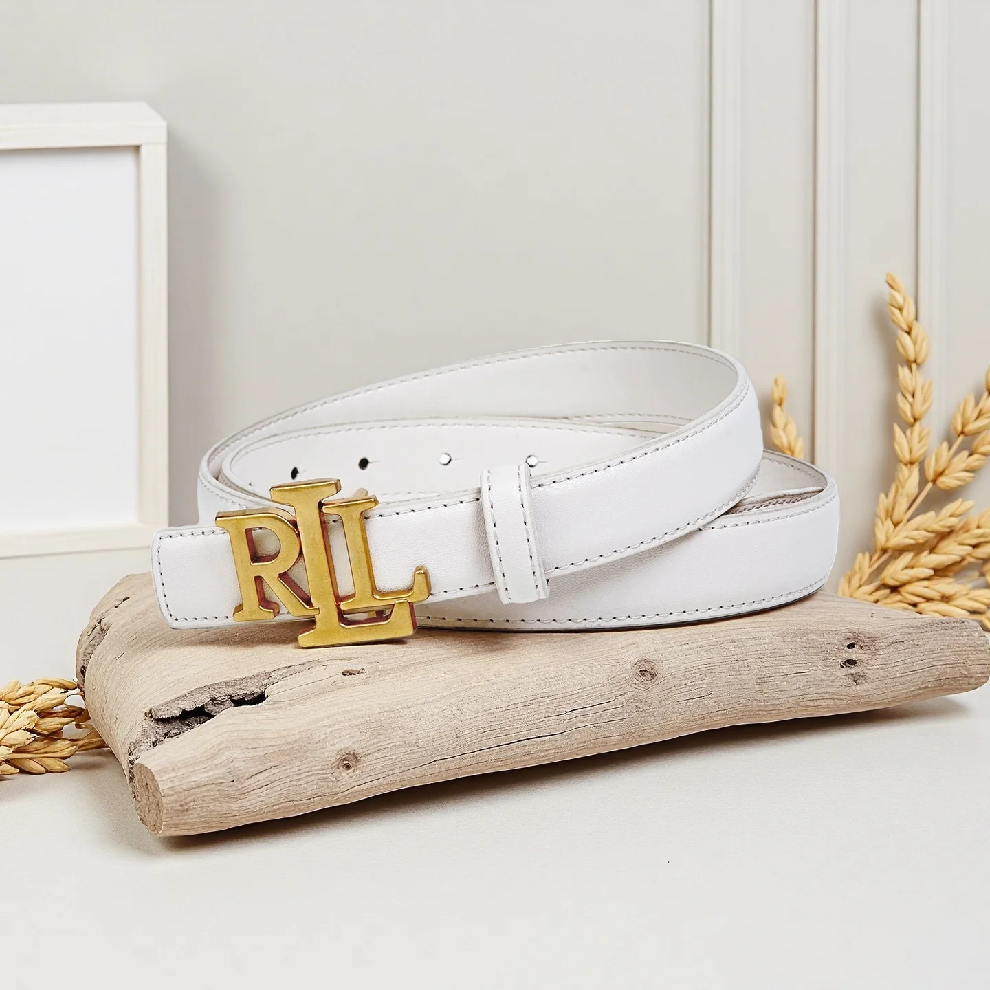 New letter smooth buckle RLL2.3cm wide women's belt, personalized classic fashion belt