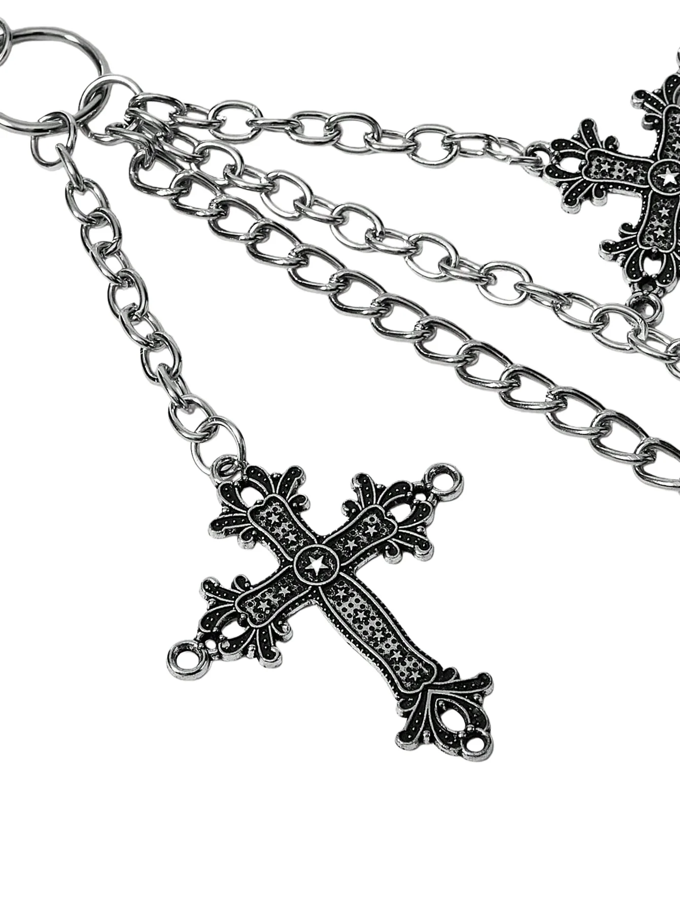 HERSHINE 1 قطعة المرأة الفضة ثلاث طبقات عبر السراويل سلسلة Y2K القوطية نمط الشارع الهيب هوب روك هالوين اكسسوارات تأثيري #2