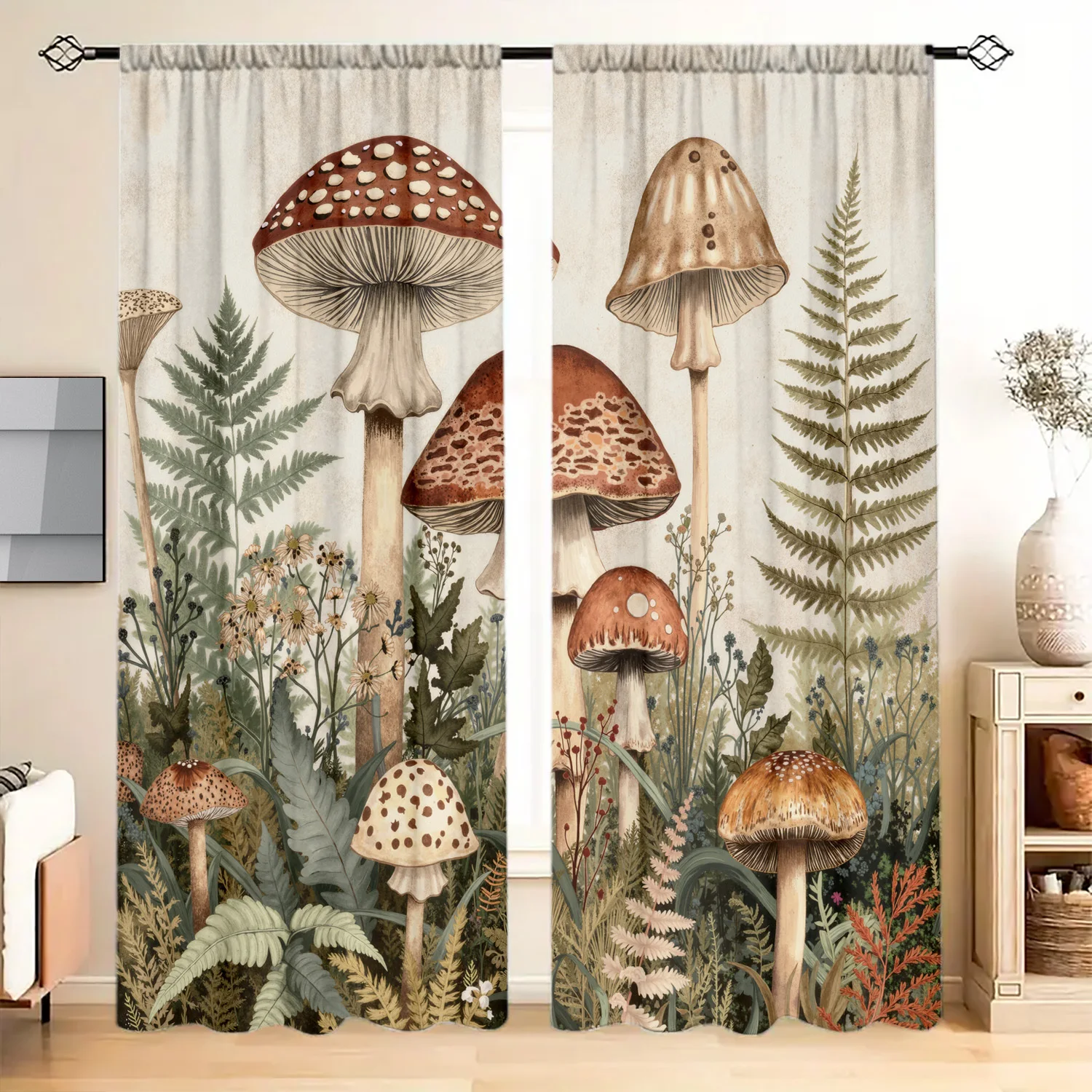 Watercolor Mushroom Printed With a pole bag design, it is convenient hanging and suitable in bedrooms, living rooms and offices