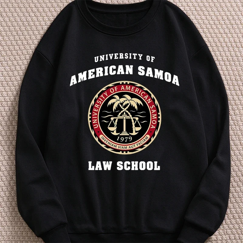American Samoa Law School Print Hoodies Fall Winter Men Women Casual Fashion Oversized Long Sleeve Fleece Pullover Sweatshirts