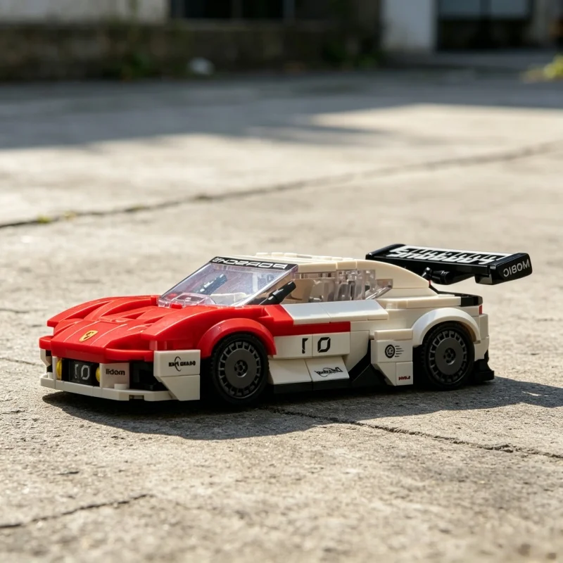 

Red White Classic Sports Car Building Block Model High Reduction Racing Car Assemble Display Adult Collectible Building Toy