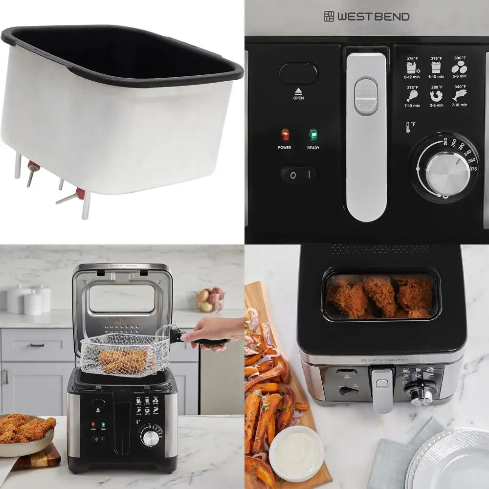 

3-Liter Silver Deep Fryer with Adjustable Temp, Nonstick Basket, Easy-View Window, Folding Handle & Locking Lid for Compact Stor