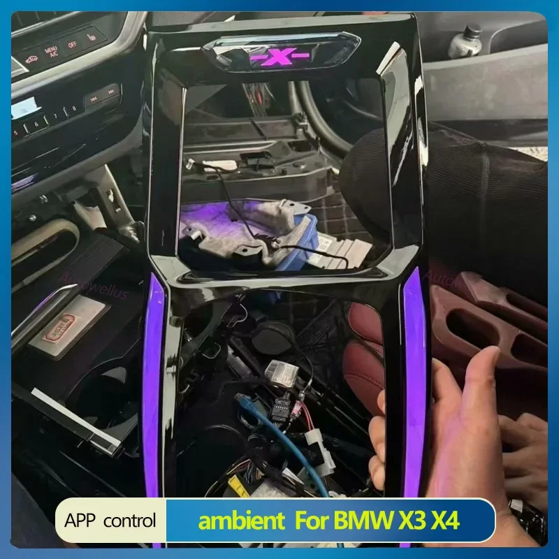 

11-цветный окружающий свет для BMW X3 X4 G01 G02 IX3 2022-2024, декоративное седло автомобиля, аксессуар, ремонт, светильник центральной консоли