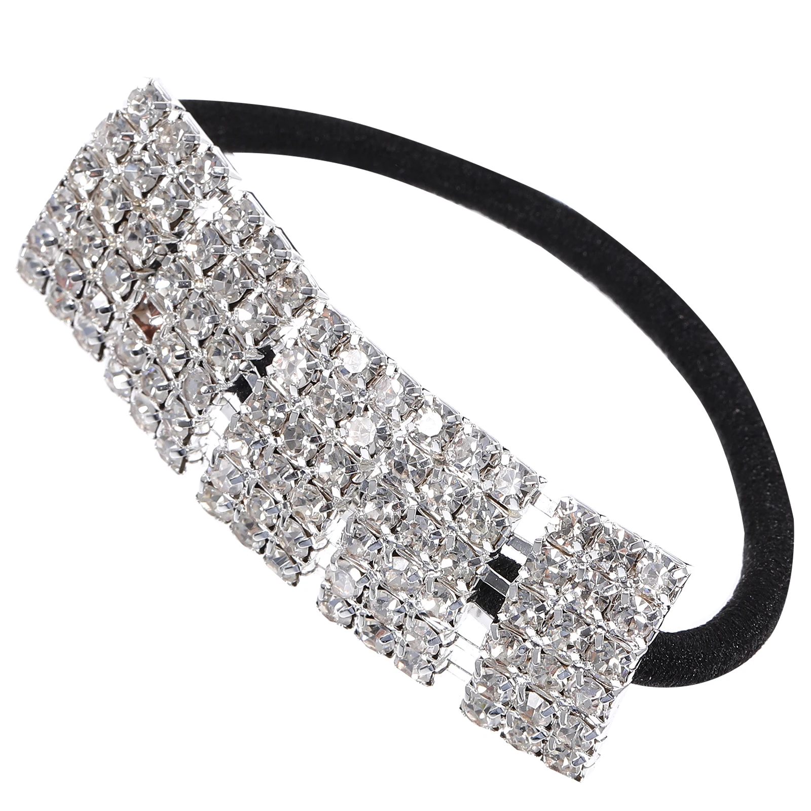 

4 Elastic Hair Ties Non Crease Stretchy Ponytail Holders Rhinestone Pattern Girls Accessories Ideal Birthday Gifts Hair Care